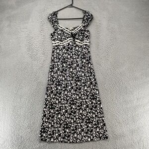 Inspired Hearts Babydoll Dress Womens L Floral Lace Empire Midi Cottagecore